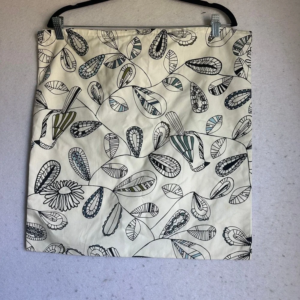 IKEA Snabbvinge Pillow Cover 20x20 Bird Leaf Floral Print Cream Blue Green